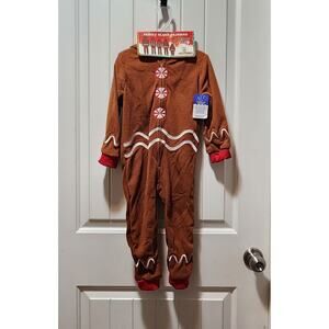 PJ's & Presents Christmas Gingerbread One-Piece Pajamas Holiday Girls 3T New!